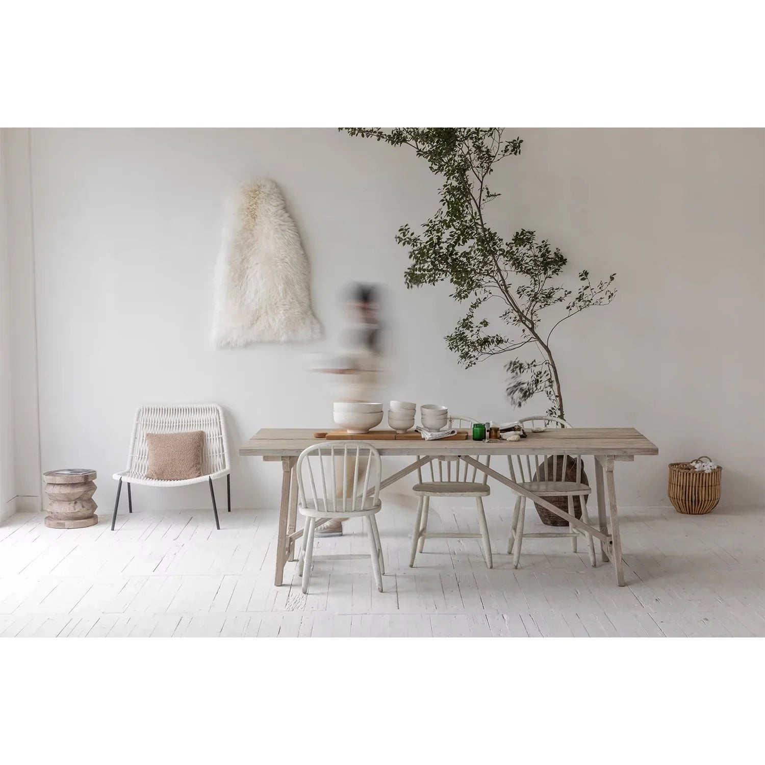 Coastal Wabi-sabi Rope Lounge Chair: Minimalist Retro Living Room Furniture