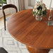 Elegant Retro Carved Round Wood Dining Table with Unique Water Drop Base