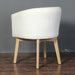 Elegant Mid-Century Modern White Oak Wood Dining Chair with Linen Upholstery