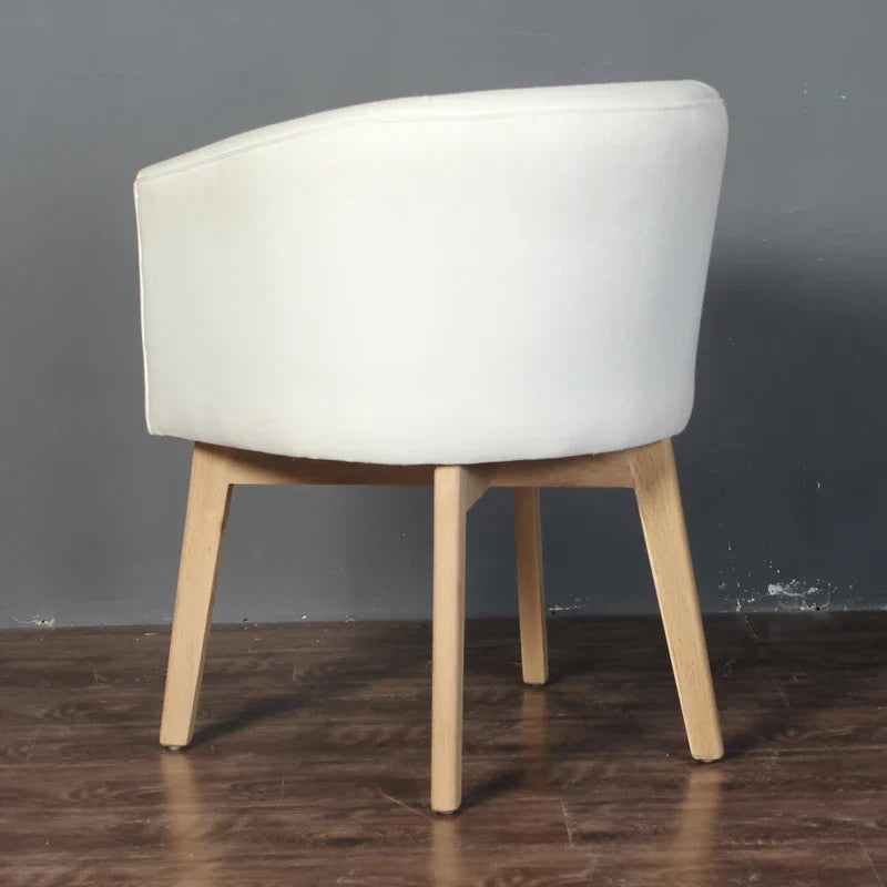 Elegant Mid-Century Modern White Oak Wood Dining Chair with Linen Upholstery