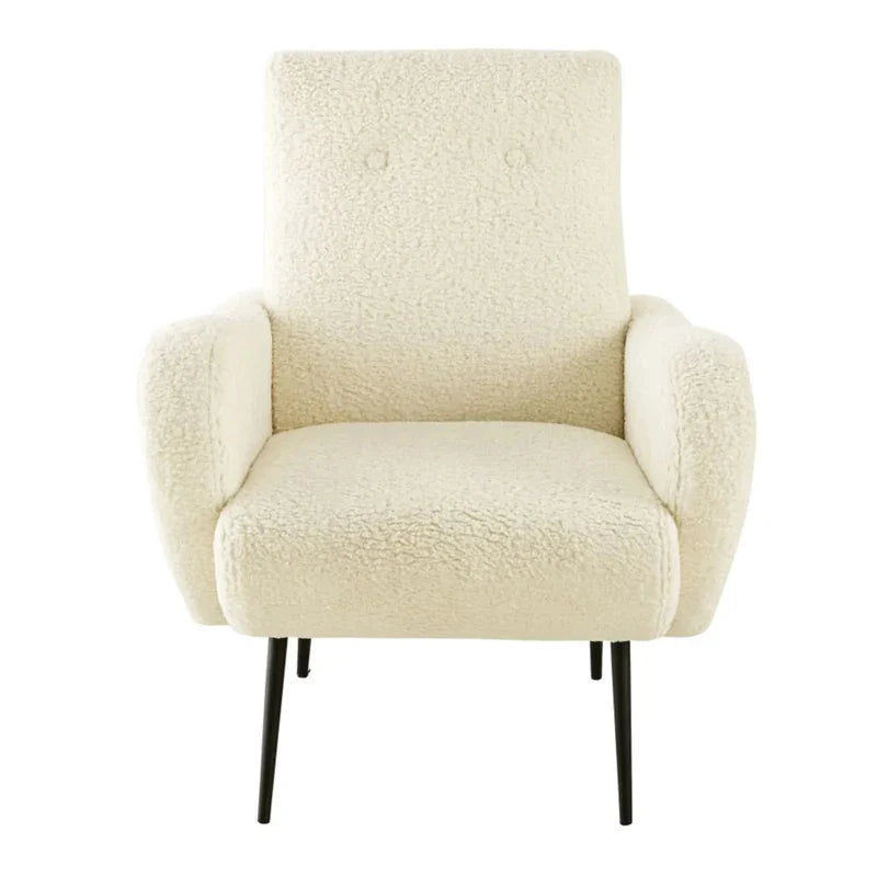 Elegant Ivory Boucle Leisure Chair: Modern Single Couch for Living Room & Hotel