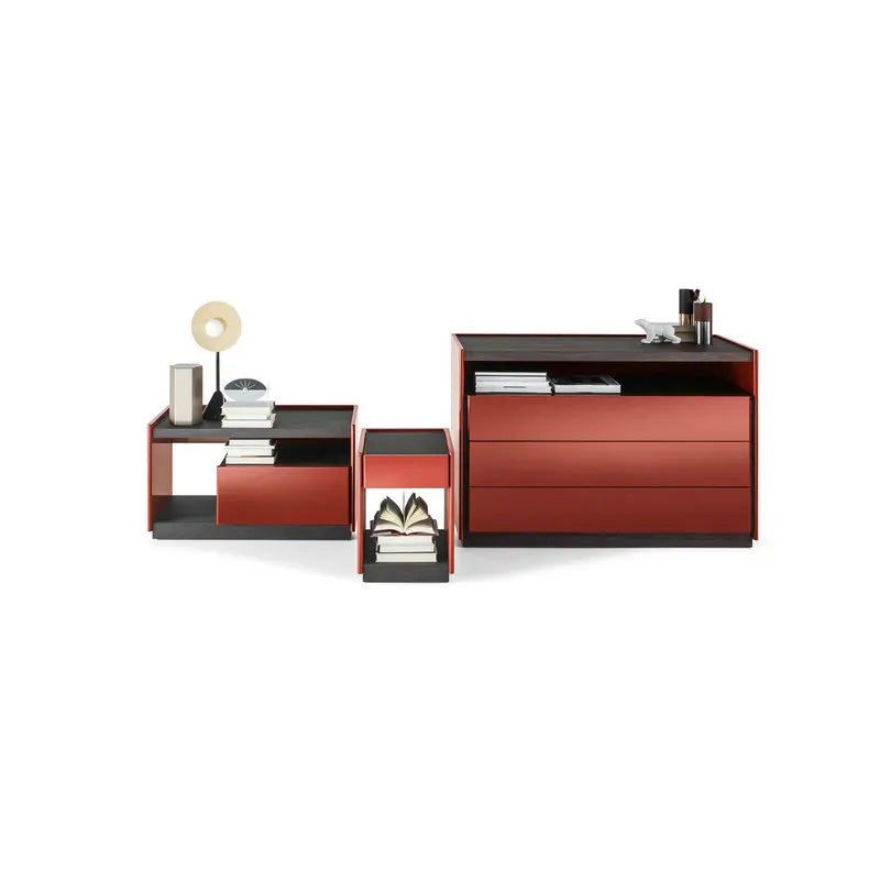 Nordic Modern Luxury Bedside Table with Drawers - Smoke Oak Wood Veneer Nightstand