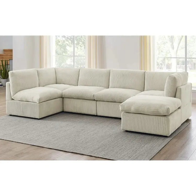 Modular Fabric Sectional Sofa Set - Modern High-End Corduroy Couch
