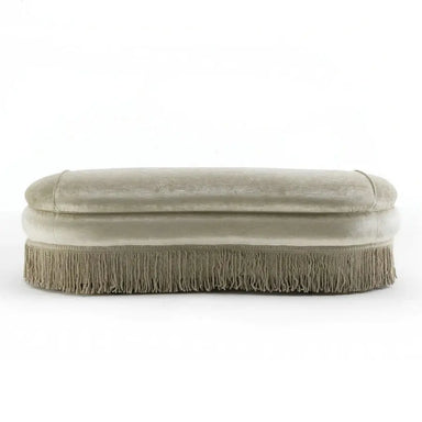 Luxury Velvet Fringed Ottoman Bench, Modern Wood Frame Entryway Seating