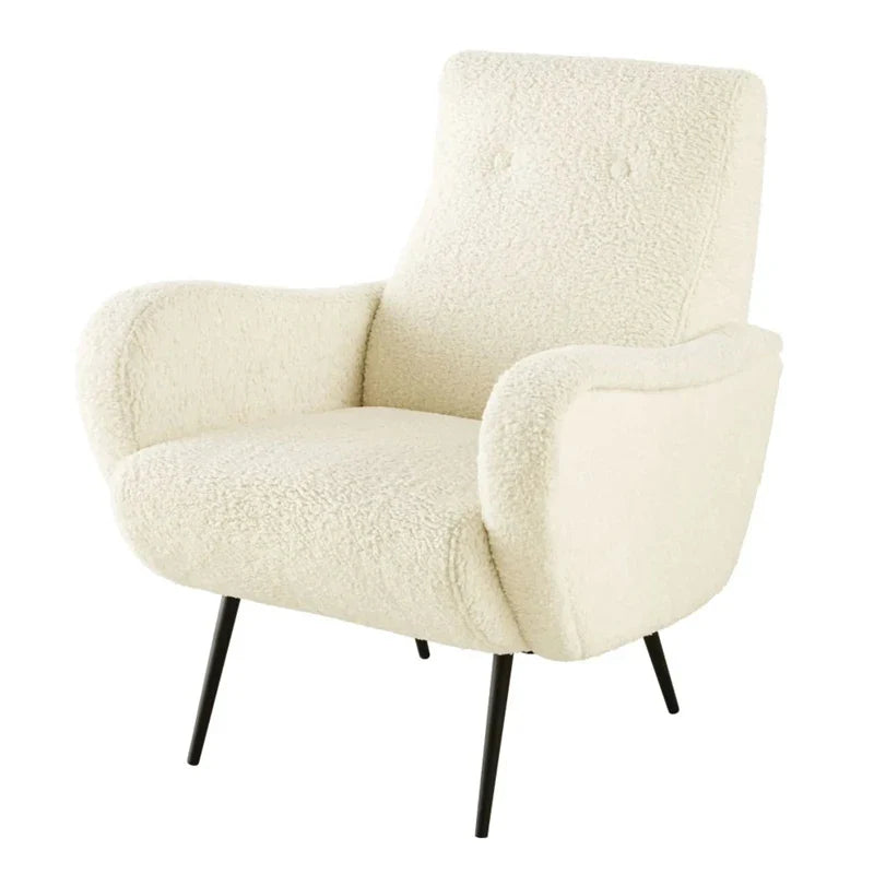 Elegant Ivory Boucle Leisure Chair: Modern Single Couch for Living Room & Hotel