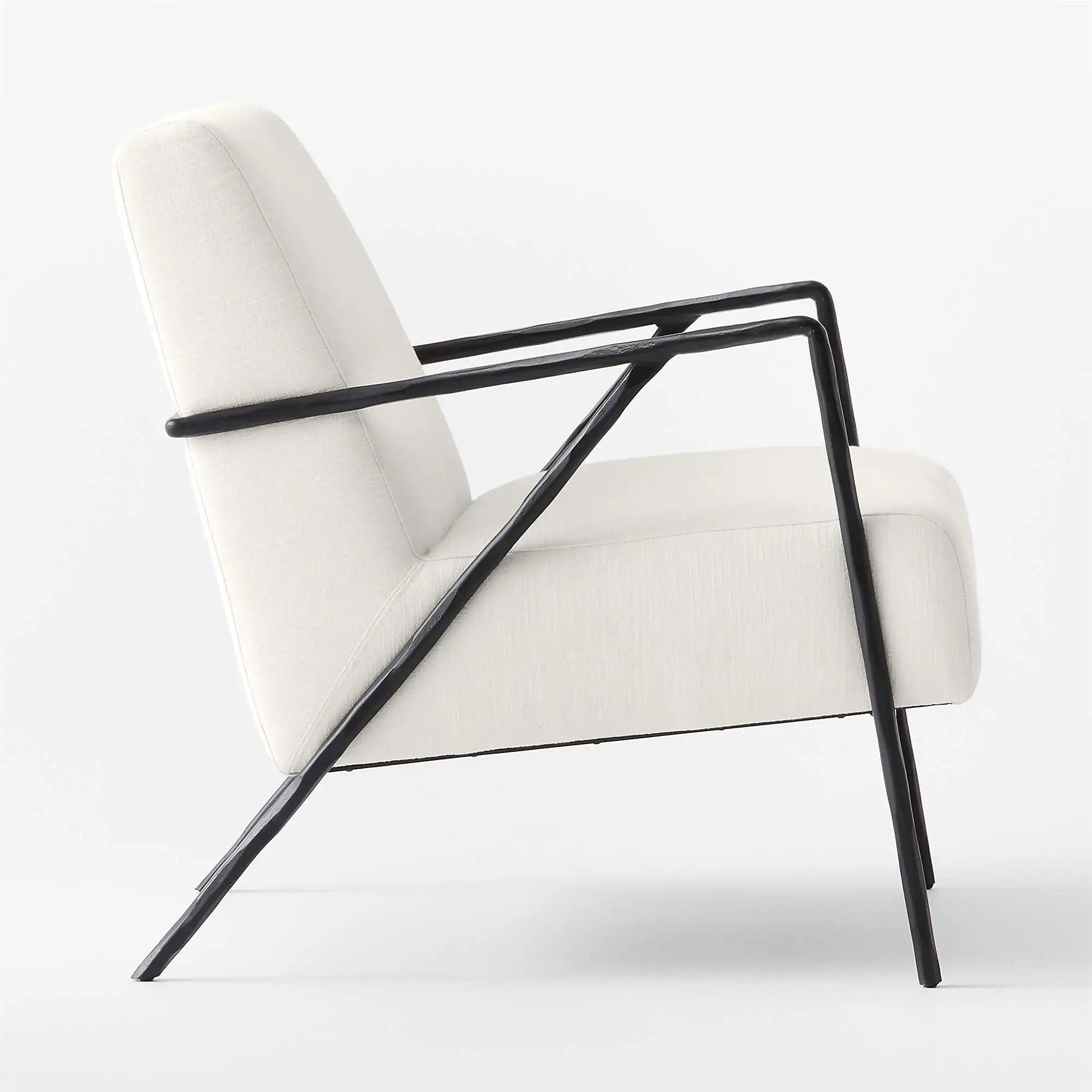 Modern White Occasional Chair Forged Metal Frame Living Room Accent