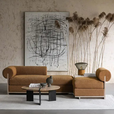 Elegant French Oak Fabric Living Room Sofa Set - Modern Nordic Design