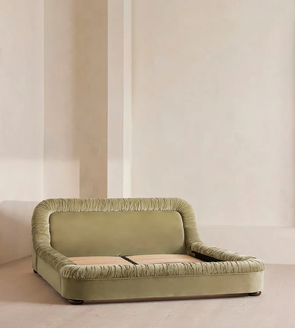 Luxury Handcrafted Velvet Platform Bed Frame - Comfortable, Modern, Solid Wood