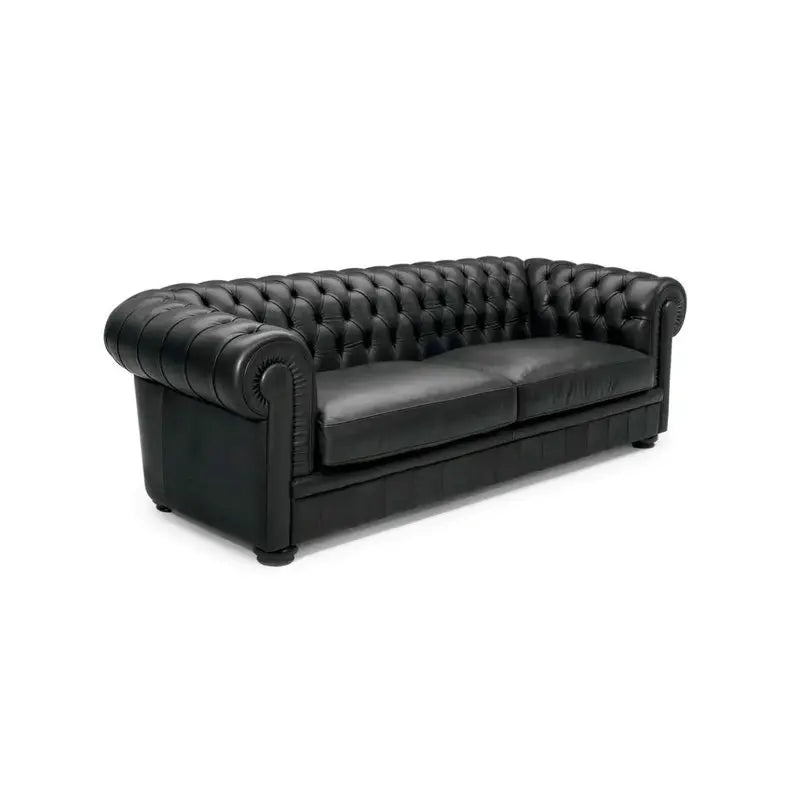 Classic Tufted Leather Chesterfield Sofa, Luxury Living Room Couch
