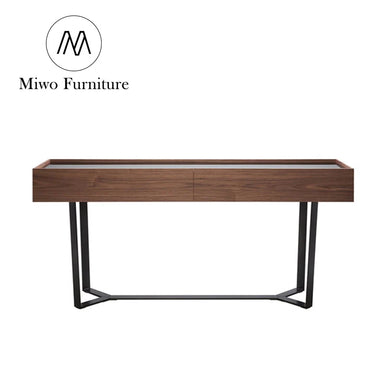Modern Italian Wood Glass Narrow Rectangular Entryway Console Table