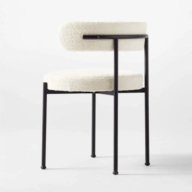 Elegant Ivory Boucle Dining Chair - Modern Metal Frame, Comfortable Chic Design