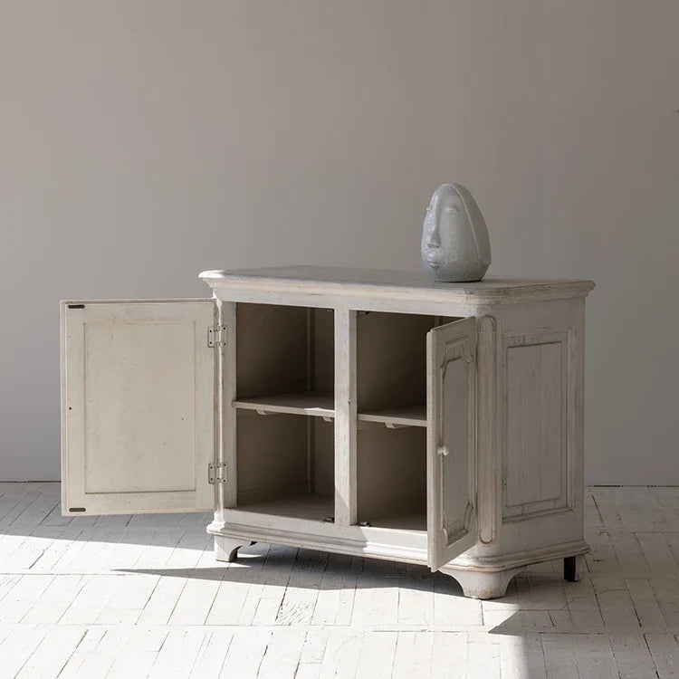 Chic European Country Antique White Sideboard Recycled Pine Wood Cabinet
