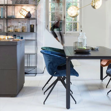 Modern Solid Oak Wood Dining Table, Custom Black Finish, Durable Home Desk