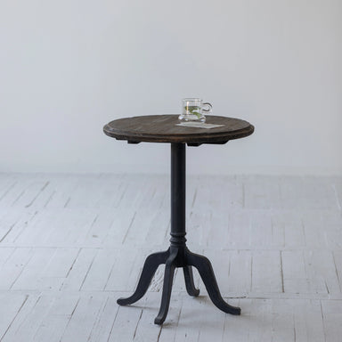 French Provincial Round Trestle Accent Table, Solid Wood Coffee Side Table