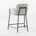 Modern Boucle Velvet Upholstered High Bar Stool with Armrest - Counter Height Chair