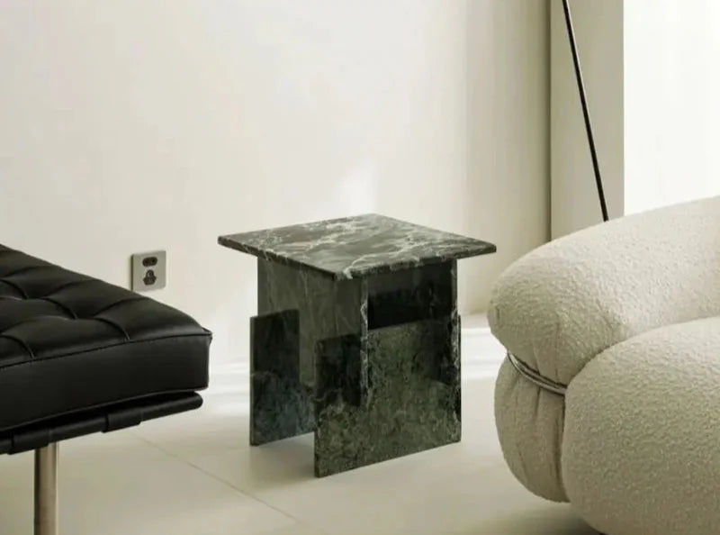 Luxurious Italian Verde Alpi Green Marble Coffee Side Table for Elegant Homes
