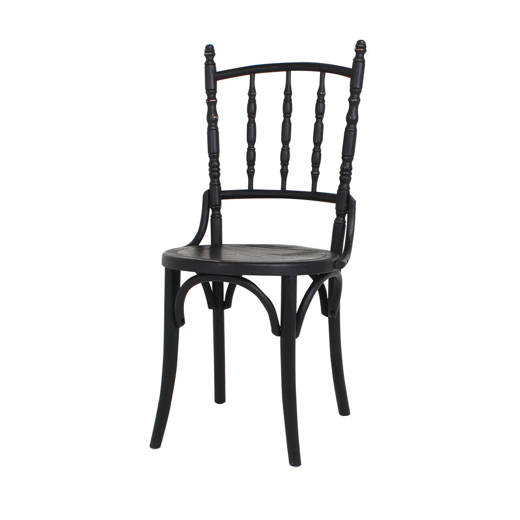 Elegant French Antique Black Oak Wood Chiavari Dining Chair for Events