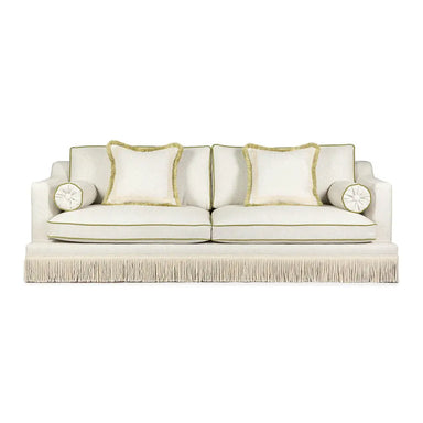 Elegant Nordic Style Velvet Down Filled Sofa with Fringes, Three-Seater Couch