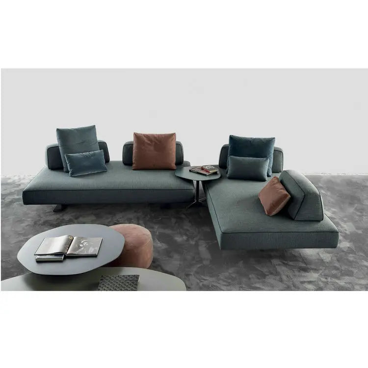 Luxury Modern Modular L-Shape Sectional Fabric Sofa with Movable Backrests