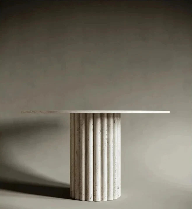 Elegant Beige Round Travertine Stone Coffee Table for Modern Living Spaces