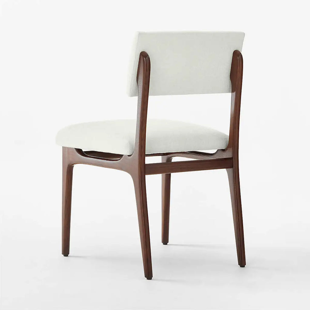 Elegant White Upholstered Oak Wood Dining Chair with Solid Wood Frame