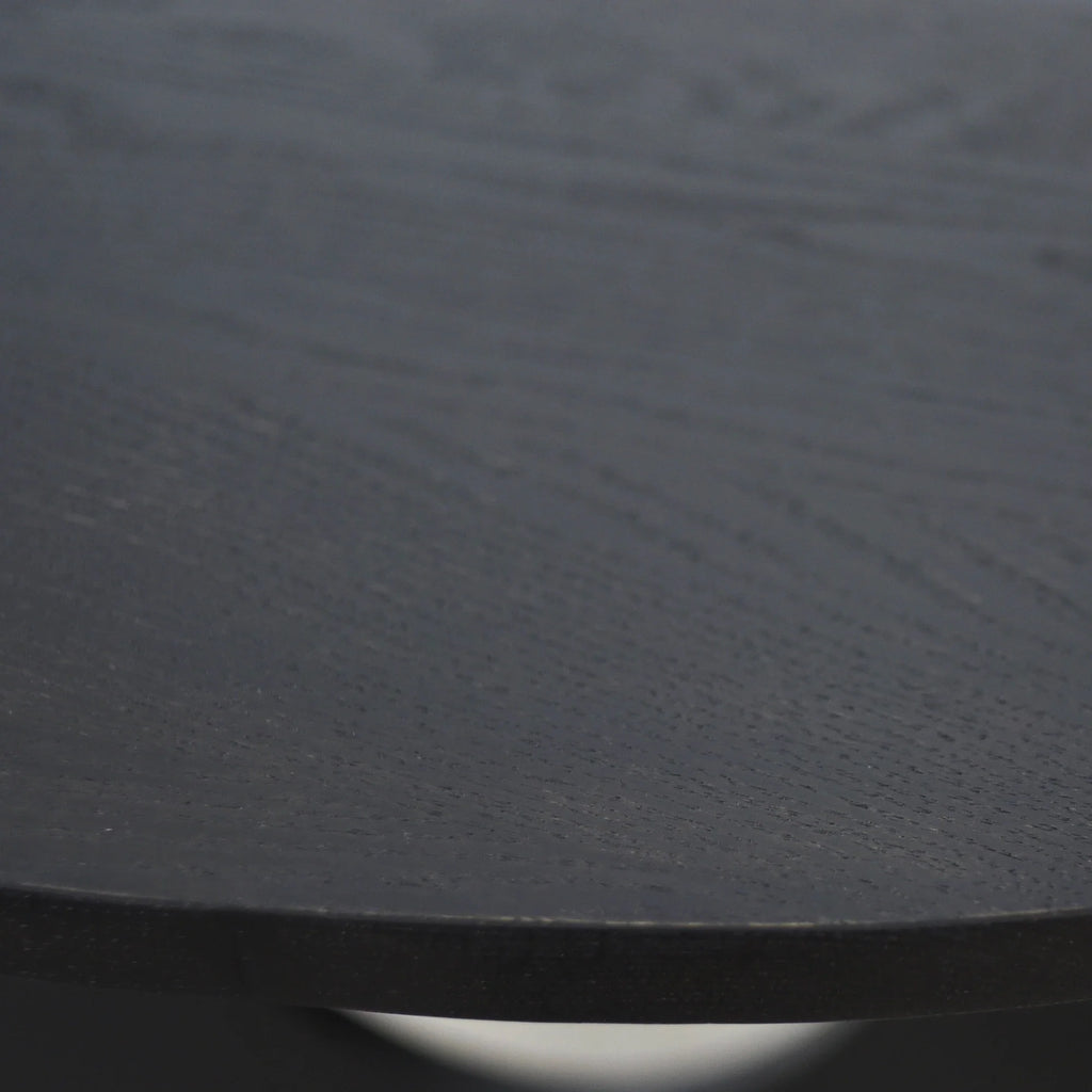 Sleek Modern Round Black Oak Wood Dining Table for 4