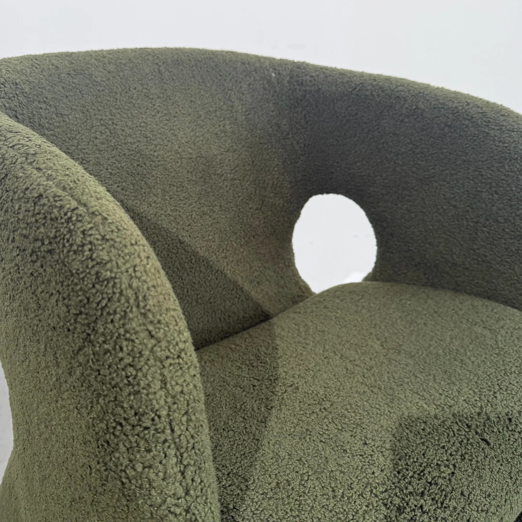 Modern Green Wool Dining Chair with Metal Legs, Gentle Slope Back Design