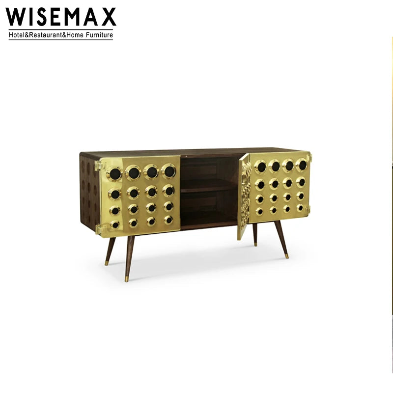 Luxury Modern Golden Side Tool Cabinet Stainless Steel Solid Wood Storage