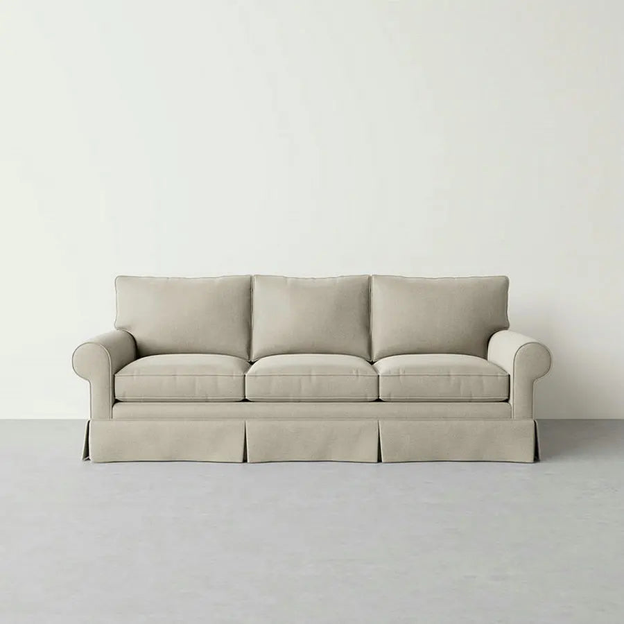 Contemporary Fabric 3-Seater Slipcovered Sofa for Compact Living Rooms