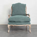 Elegant French Rattan Wicker Back Leisure Chair, Solid Oak Wood Frame