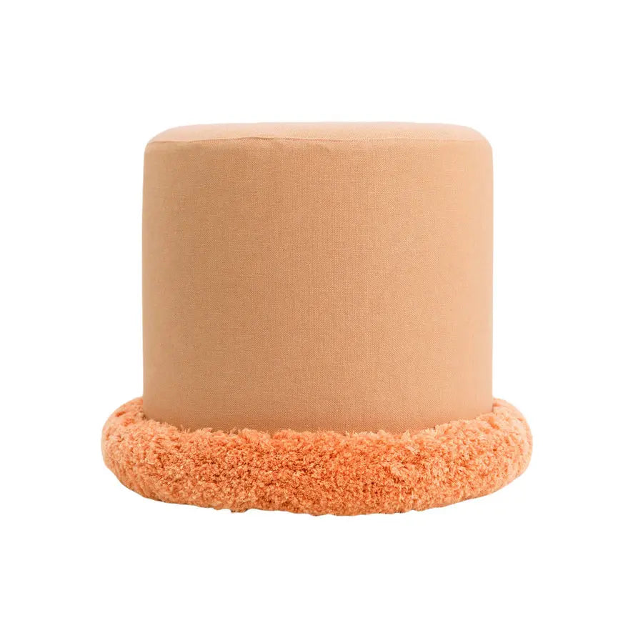 Chic Velvet Round Ottoman Bench with Fringe Tassels, Modern Wood Pouf Chair
