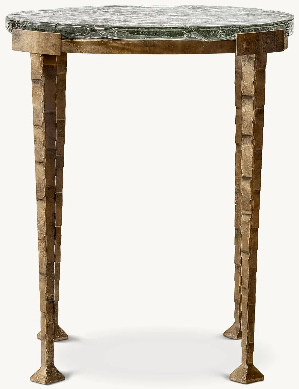 Modern Round Living Room Side Table, Handcrafted Steel Frame, Luxury Glass Top