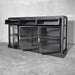 Elegant Black Oak Wood Sideboard: Glass Doors, Versatile Living Room Storage