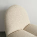 Elegant White Boucle Accent Chair with Carved Oak Frame for Living Room