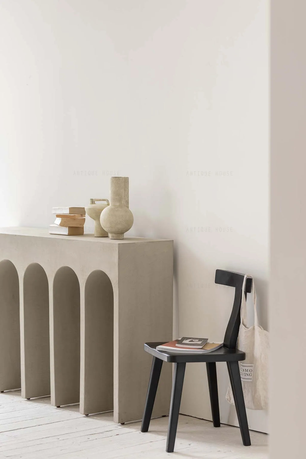 Modern Concrete Console Table - Japandi Nordic Minimalist Living Room Entryway Furniture