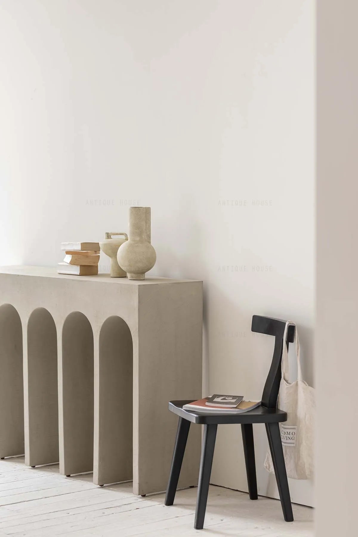 Modern Concrete Console Table - Japandi Nordic Minimalist Living Room Entryway Furniture