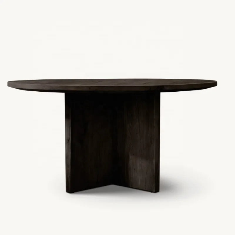 Exquisite High-Grade Round Wooden Dining Table Set - Customizable Oak Solid Wood