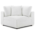 Luxurious White Corner Accent Chair Sofa with Down Feather Cotton Cushions