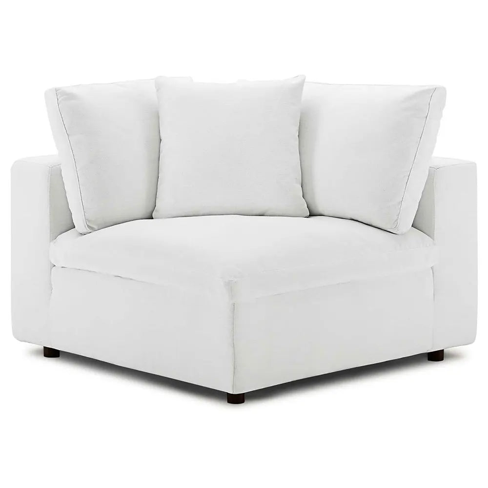 Luxurious White Corner Accent Chair Sofa with Down Feather Cotton Cushions