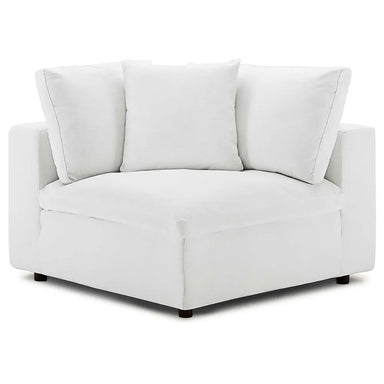 Luxurious White Corner Accent Chair Sofa with Down Feather Cotton Cushions