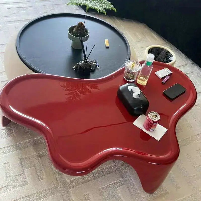 Modern Curved Fiberglass Sloth Coffee Table for Living Room, Round