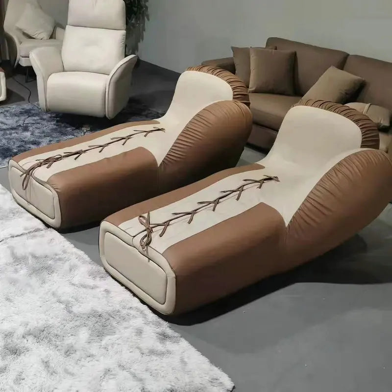 Modern Luxury Hand Bone Shape Daybed Sofa, Faux Leather Lounge Chair
