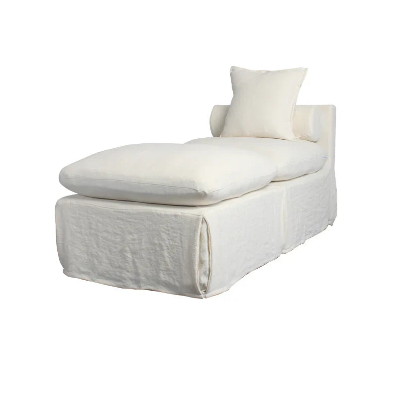 Elegant Modern White Slipcover Three-Seat Sofa Couch Set for Living Room