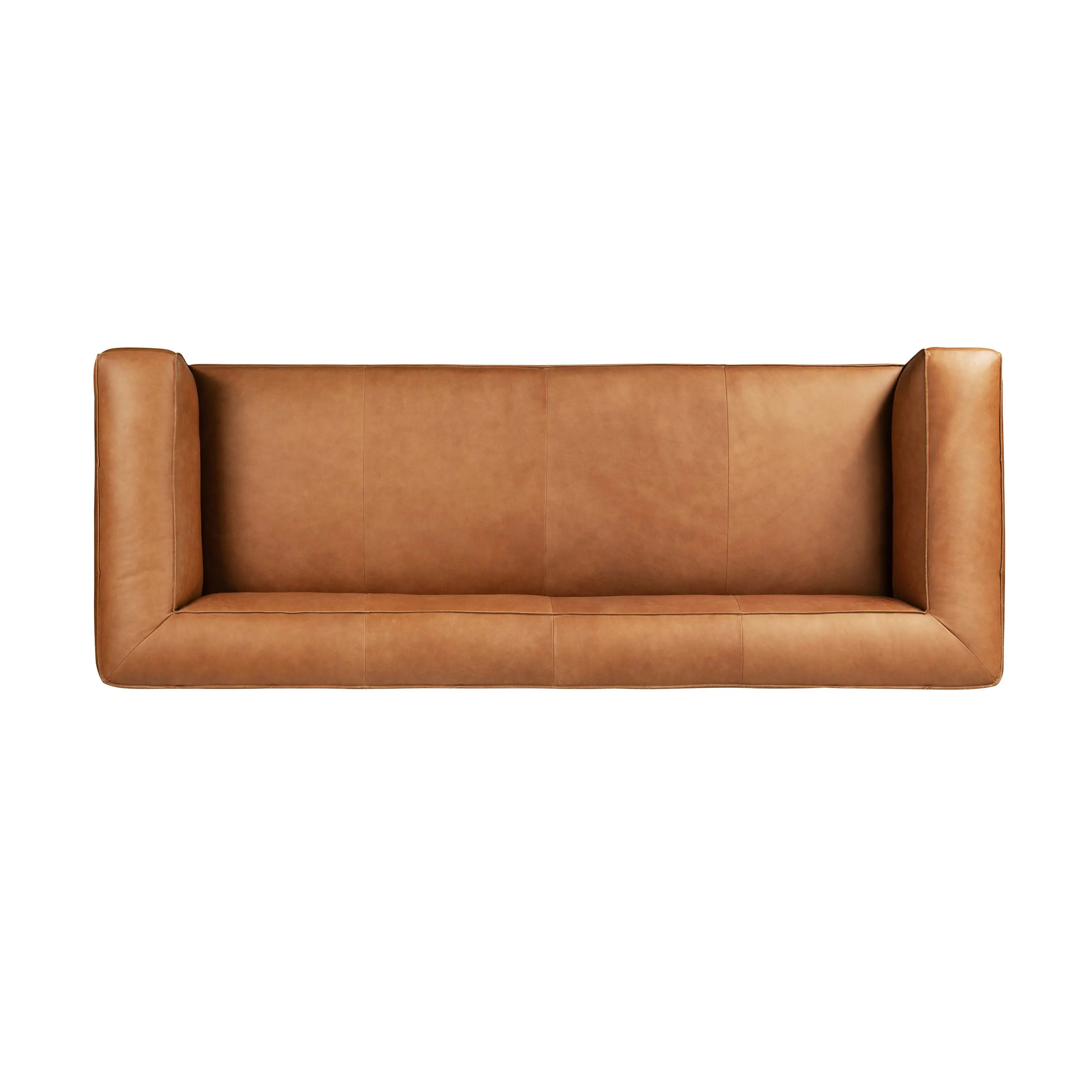 Modern 3-Seat Cognac Tan Leather Sofa Couch for Living Room Spaces