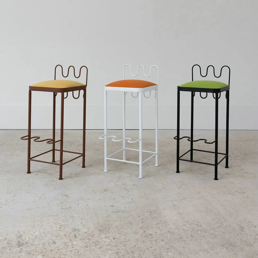 Elegant White Mid-Century Modern Counter Height Kitchen Island Bar Stool