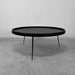 High-Quality Round Solid Oak Wood Coffee Table Black Metal Legs Durable Design