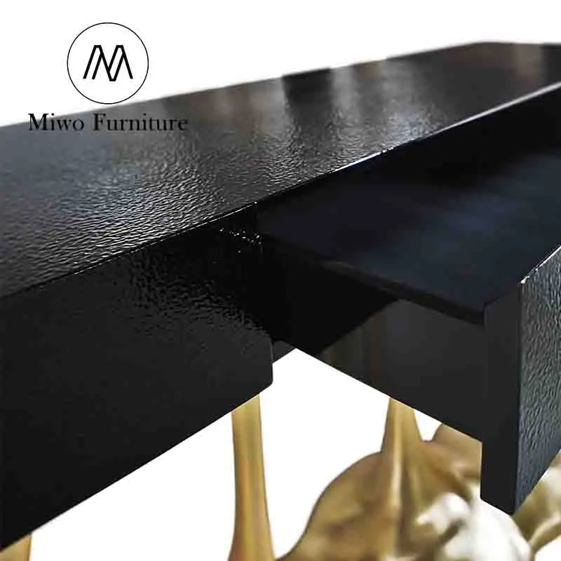 Modern Luxury Stainless Steel and Solid Wood Entrance Console Table
