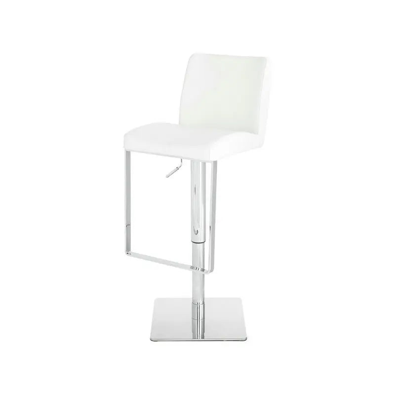 Luxury Modern Swivel Black Faux Leather Adjustable High Back Bar Stool