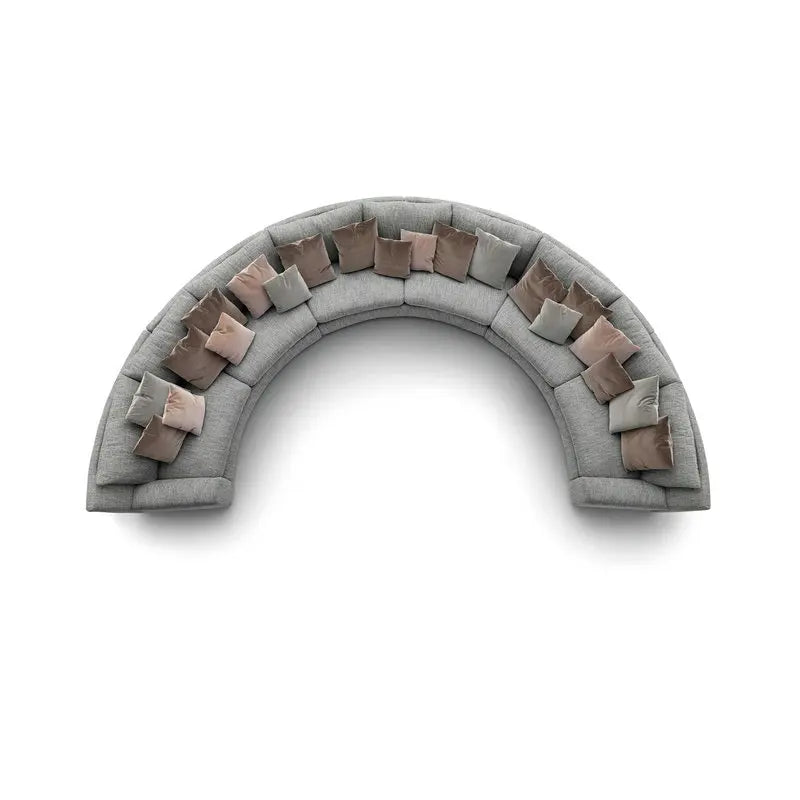 Modern Curved White Leather Sectional Sofa - Luxury Living Room Couch