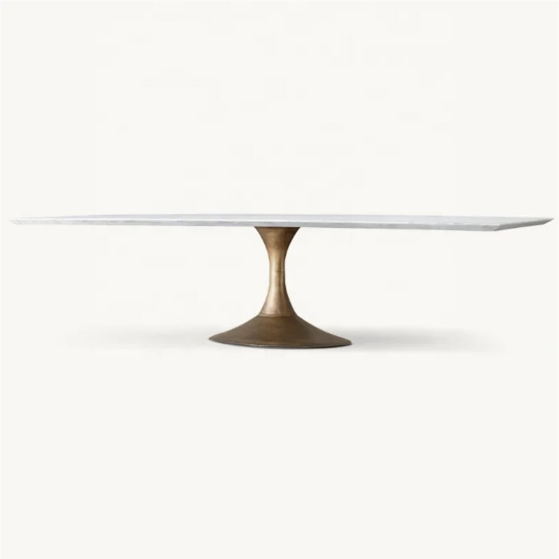 Elegant American Marble Dining Table Set - Customizable for Upscale Homes & Clubs